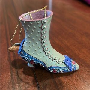 Elegant Blue and White Women's Boot Ornament